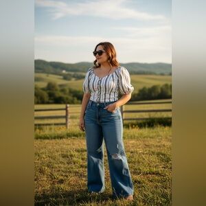 Striped White and Black Women's Blouse